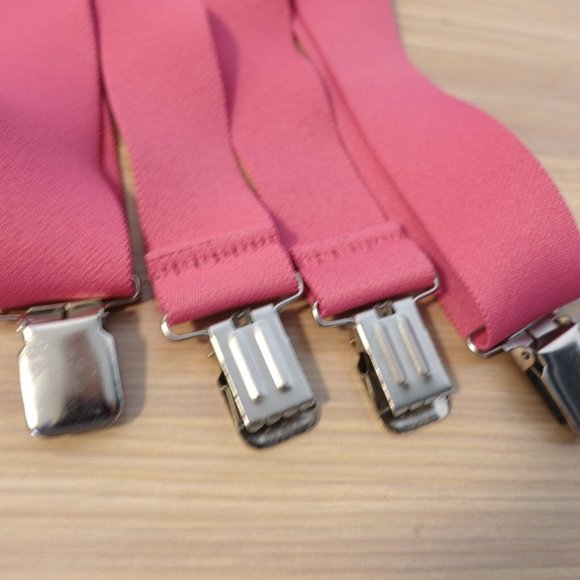 Suspender‎ Mens Pink Clip On X Back Adjustable Strap Stretch Prom Bright Adult - Picture 4 of 8